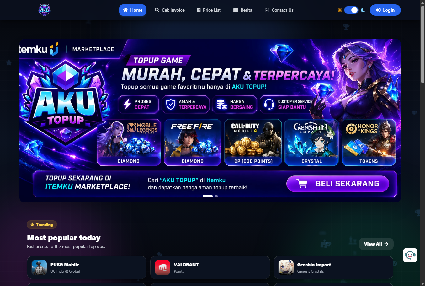 AkuTopup storefront